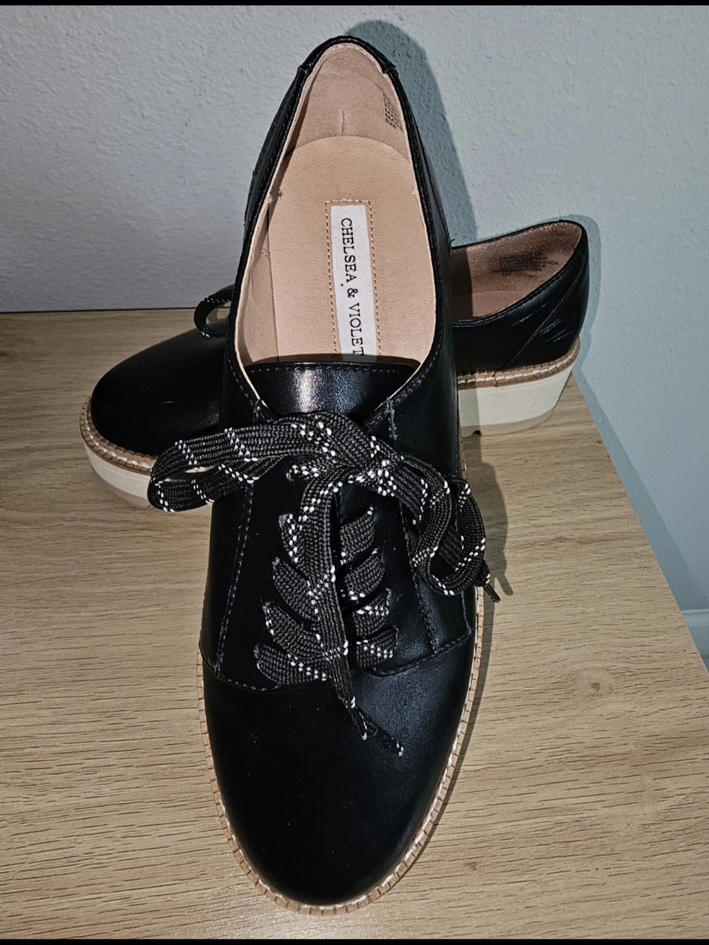 Chelsea & Violet Black Platform Oxfords 7.5 Chunky Dark Academia Preppy